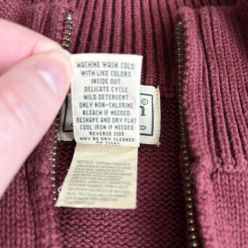 Vintage Y2K L.L.Bean Quarter Zip Sweater Men's L Red Preppy Outdoor Academia 90s
